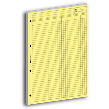 Personnaliser et commander Bloc Audit-Comptable jaune avec 6 colonnes de 80 feuillets