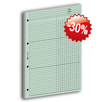 Personnaliser et commander Bloc Audit-Comptable vert avec 3 colonnes de 80 feuillets