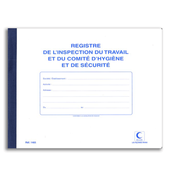 Personnaliser et commander Registre Inspection du Travail / Com.Hyg. et Secu. Dangers - ELVE