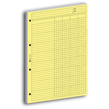 Commande à LE FUGERET, Bloc Audit-Comptable jaune avec 4 colonnes de 80 feuillets